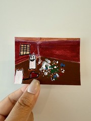 ACEO ATC Original Acrylic Painting – 2.5 x 3.5” Cute Ghosts by Afterhoursleyan