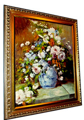 VINTAGE STILL LIFE FLOWERS OIL PAINTING VIBRANT MODERN ROSES FLORAL FRAMED