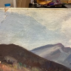 1956 Provo Utah Spanish Fork Canyon Pace Ranch Oil Painting Ray Hansen 18×24”