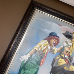 Chuck Oberstein CLOWN HIJINX original painting. Never on Market. DOUBLE FRAMED.