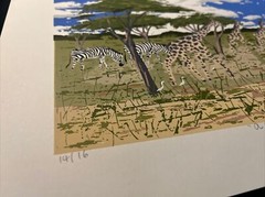 AFRICAN PLAINS Serigraph Print Enrica Marshall Safari Animals Zebra LIMITED /16