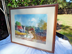 Oregon Country Homestead Farm Mike Zimmerman Watercolor Signed/Framed