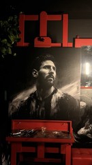 Contemporary Soccer Athlete Portrait Painting, B&W Monochrome