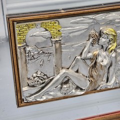 VTG Creazioni Artistiche Young Woman Eating Grapes 3D Framed Mirror 23.5 x 28.5″