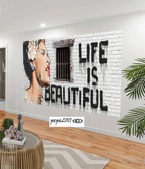 andy baker street art urban graffiti quote Life beautiful poster 47