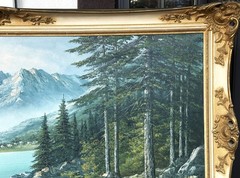 Olshof Stoltz (German), VTG c. 1950’s Ex. Large O/C „Mountain Lake Landscape“!
