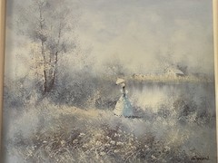 Vintage Oil Painting On Canvas By SWAN 24” Wide X 20” H