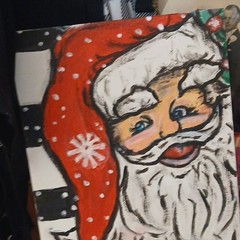 Folk Art Santa Claus Christmas Painting – Acrylic, Canvas, Holidays, Portrait