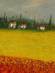 Extra Large Flower Field Oil Painting Impasto Landscape Tuscany Style Textured