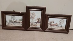 Vintage TERRANCE JOHN HADLER Oil Painting 3pcs Signed S16*20cm