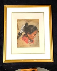 Original Hopi Indian Portrait Gaell Lindstrom (1919-2009) Signed Listed # 2