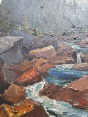 SCANDINAVIAN MODERNIST MOUNTAIN LANDSCAPE PAINTING SIGNED EFRITZ SMEDBERG 1968