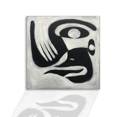 Hand Painted Abstract Oil Painting Face Figurative Black and White Personalized