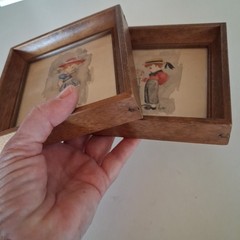 Beautiful Original Watercolor Paintings, French Children, Pair 5″ X 5″ Unsigned