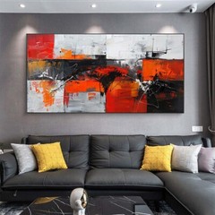 Red Handpainted Abstract Oil Paintings On Canvas Wall Art Picture Home Decor
