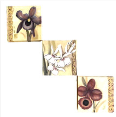 Botanical Floral Canvas Wall Art Set of 3 Flower Prints Farmhouse Floral 7 x7″