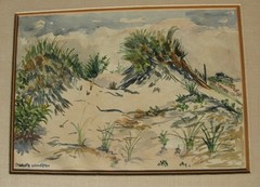 Charlotte Livingston Shoreline Watercolor Painting-Morristown NJ-matted/masonite