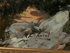 Vintage Oil Painting on Canvas „Boats in Capri“ 44″x 33 1/2″ Signed by R Capone