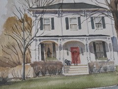 Landscape Painting Neighborhood Scene Watercolor