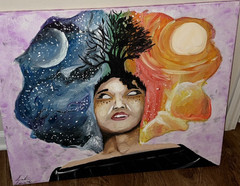 Original Abstract Portrait Painting ‘Day N Nite’ | Signed | One of a Kind