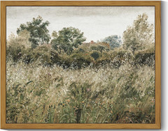 Vintage Landscape Framed Wall Art Meadow Scenery Farmhouse Decor Retro Painting