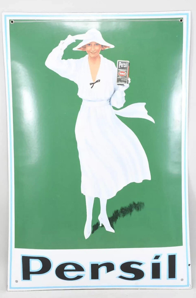 PERSIL curved enamel sign, 39 x 59 cm, enamel advertisement for Persil …