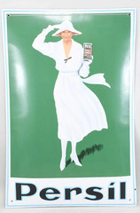 PERSIL curved enamel sign, 39 x 59 cm, enamel advertisement for Persil …