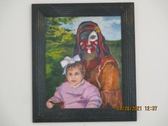 American West – portrait of artist’s daughter and woman in Native American garb