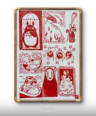 Original Studio Ghibli Linocut 7/10 Print By Alannah Dyer- 9×12 in. Red Printing