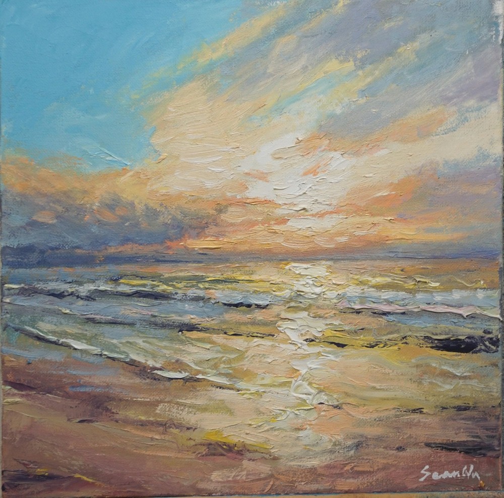 Sean Wu original oil painting, 12×12 on stretched canvas，sunrise