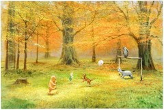 Winnie the Pooh Soccer Peter Ellenshaw Signed Print Disney From His Estate AP1/5