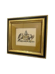 Art Crested Coventry Eagle Print Royal Coat of Arms Old Vintage Pair Framed Art