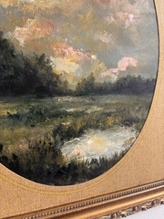 ORIGINAL Hand Painted Moody Landscape Painting In Vintage Frame, Signed 13×16