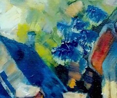 French Village Cafe – Original Oil Painting 30×30 – Kate Johnson, Hawaii