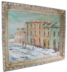 MAXINE BUNNELL VINTAGE LARGE OIL PAINTING CANVAS SIGNED TYSON STREET BALTIMORE