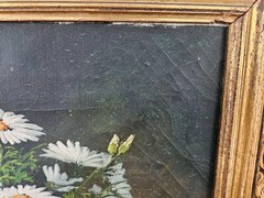 Vintage 1970’s Oil Painting Still Life Yellow Flowers Vase Framed Signed READ