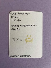 ACEO Original Acrylic Marker Pen Egg Friend Fish *Art Print. 2.5×3.5