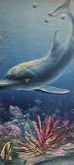 C. Benolt 3D Dolphins Oil Painting, Matted And Framed, 13″ X 15″