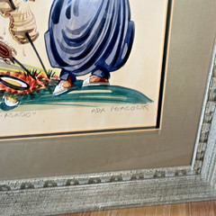 Ada Peacock Vintage (1950) Original Watercolor Painting. Framed & signed