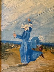 Oil Painting Nuns A Windy Day signed 1969 framed 13″ x 15”