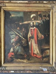 Balkan war scene, Antique oil painting, 19th, Romanticism