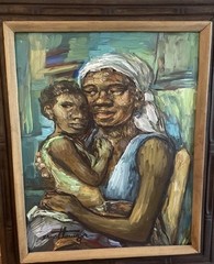Vintage Haitian Painting by Ernst Louizor 16×20 signed & framed