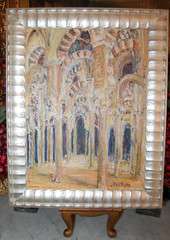 FRAMED ORIGINAL OIL ARCHES CORDOBA MOSQUE, SPAIN VIEW III ARTIST: HECTO VIDAL