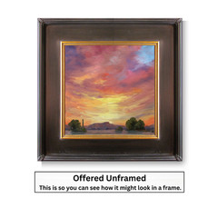 Love Art Original Oil Painting Arizona Landscape Southwestern Bright Sunset Sky