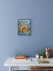 Original Signed Cat Portrait 11×14 Vibrant Acrylic Canvas Neo Expressive Kitten