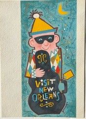 Visit New Orleans Illustration Art Casein Painting-1970s-William Gorman