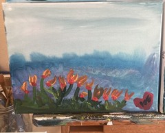 BLESSED#969 Seaside Floral 12×9 Original Canvas Neo Abstract Expressionism