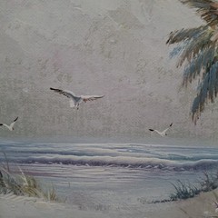 Vintage Original Beach Seascape Oil Painting Signed „Rimi“ Framed 8×10 Coastal