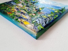 Maine Oil Painting Acadia Rocks Pines Original Art Canvas 8×8″