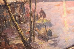 Chamnane Prisayne Oil on Canvas, Mekong River, c. 1971 Mid century, Vietnam